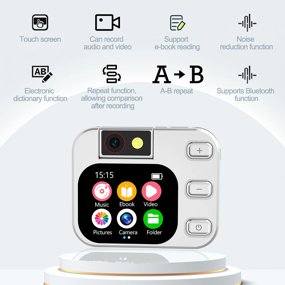 مشغل موسيقى Vandlion X19 MP3 MP4 2.01 بوصة تعمل باللمس من النوع C Walkmen بلوتوث قراءة الكتب الإلكترونية راديو FM مسجل AVR صوتي