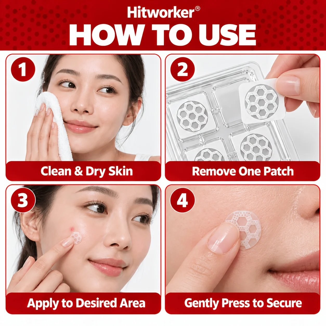 4pcs Magnesium Hydrocolloid Microdart Pimple Patches, Micro-Texture Spot Covers with Flexible Fit for Targeted Daily SKINCARE, N