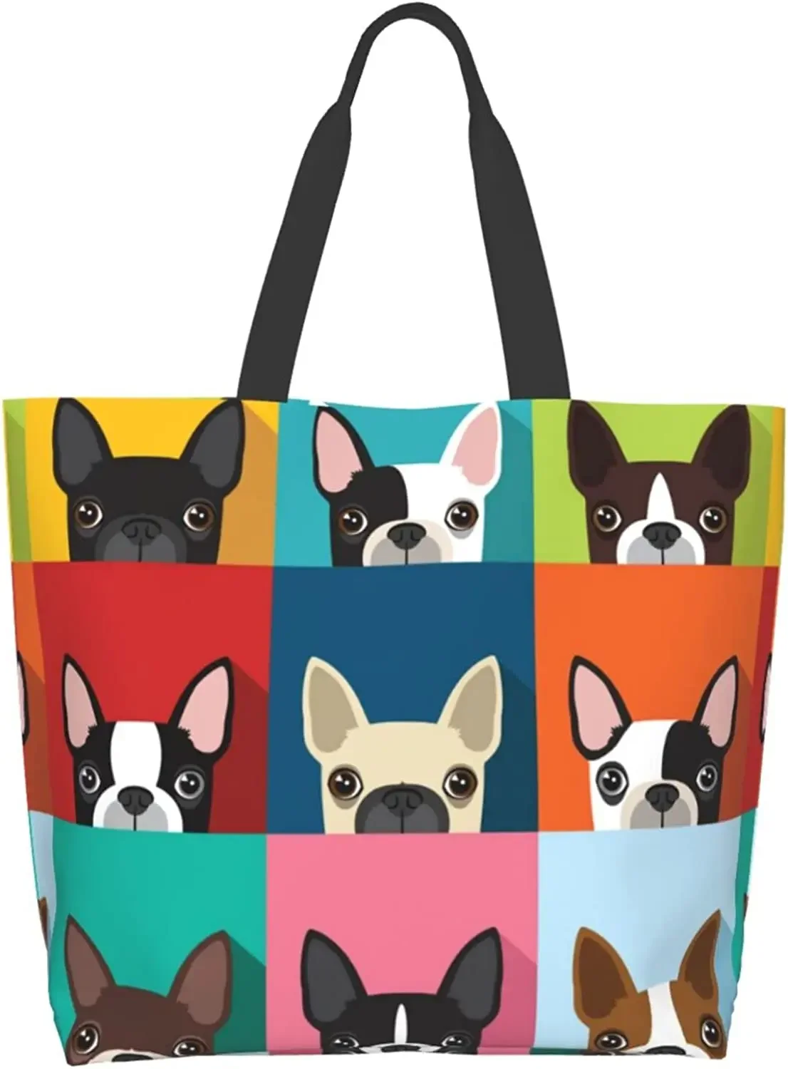 Bolsa de ombro bonito do buldogue francês para mulheres, bolsa, alça superior, bolsa, trabalho, escola, viagem, compras, casual, moda