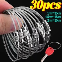 Metal Keychain Tag Ropes Stainless Steel Wire Cable Loop Screw Lock Gadget Ring Key Keyring Circle Camp Hanging Tool Hardware