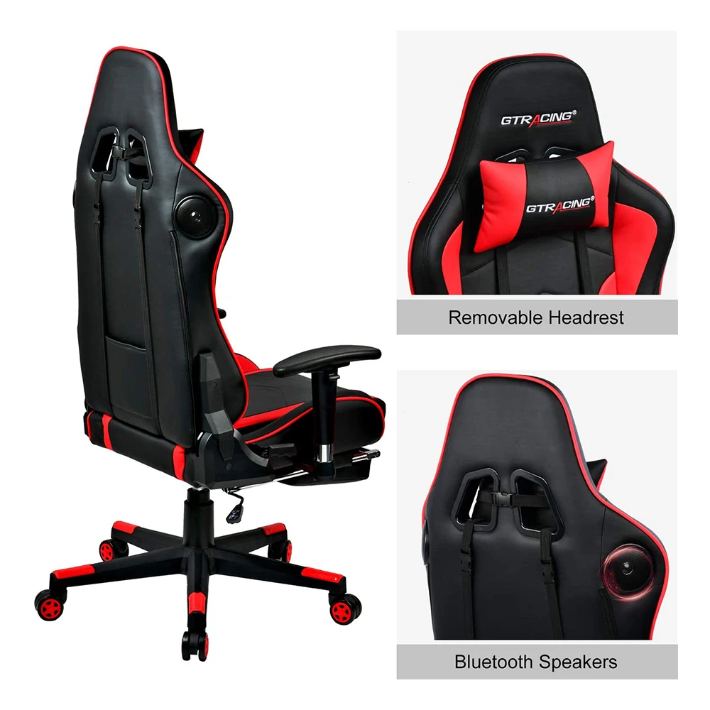 YYHCCheap Racing Gamer Computer Drehbare Büroausrüstung Modernes Design Liegender Laborstuhl Leichter Lautsprecher Ledermaterial Massage Feat