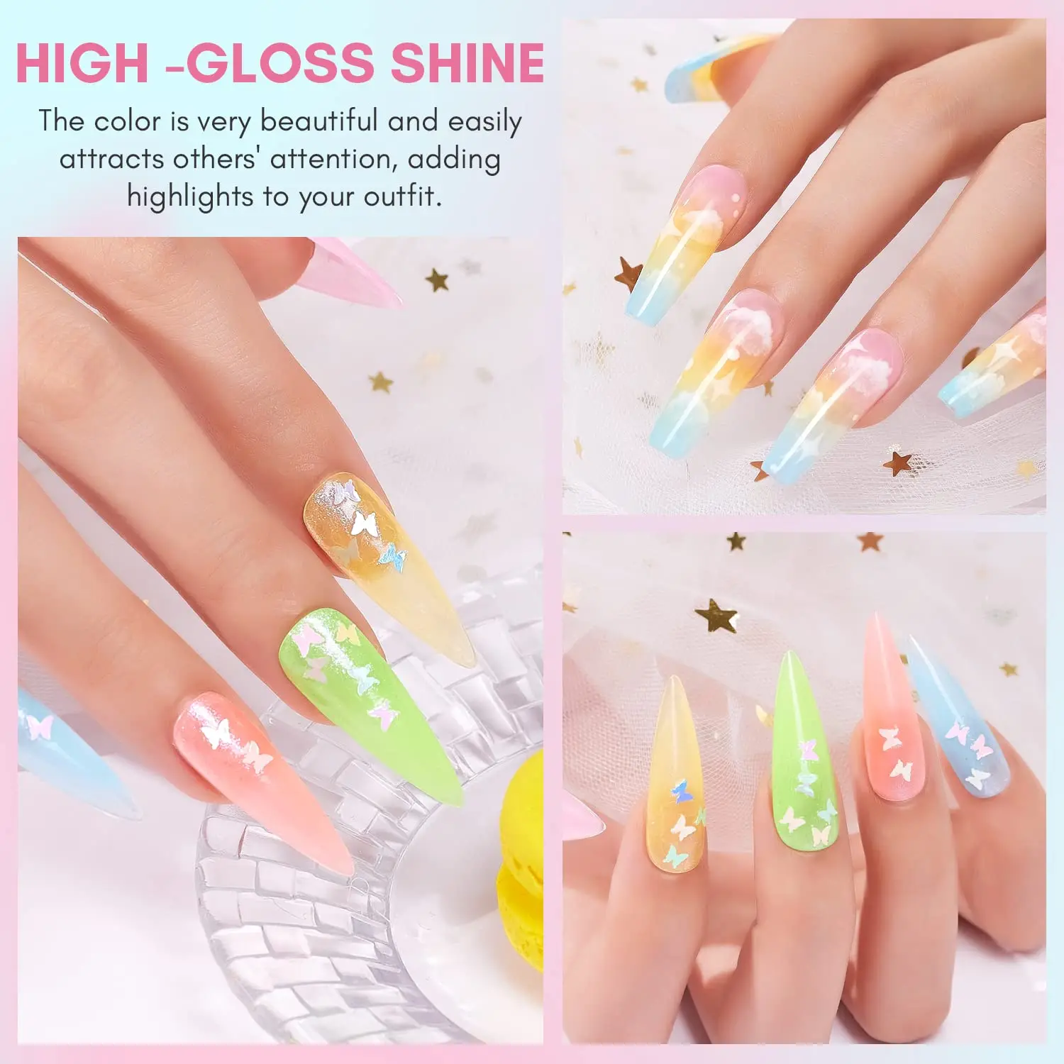 Jelly Gel Nail Polish Set Makartt 6PCS Rainbow Soak off UV Nail Gel Diy Manicure Pastel New Nail Trend Colors