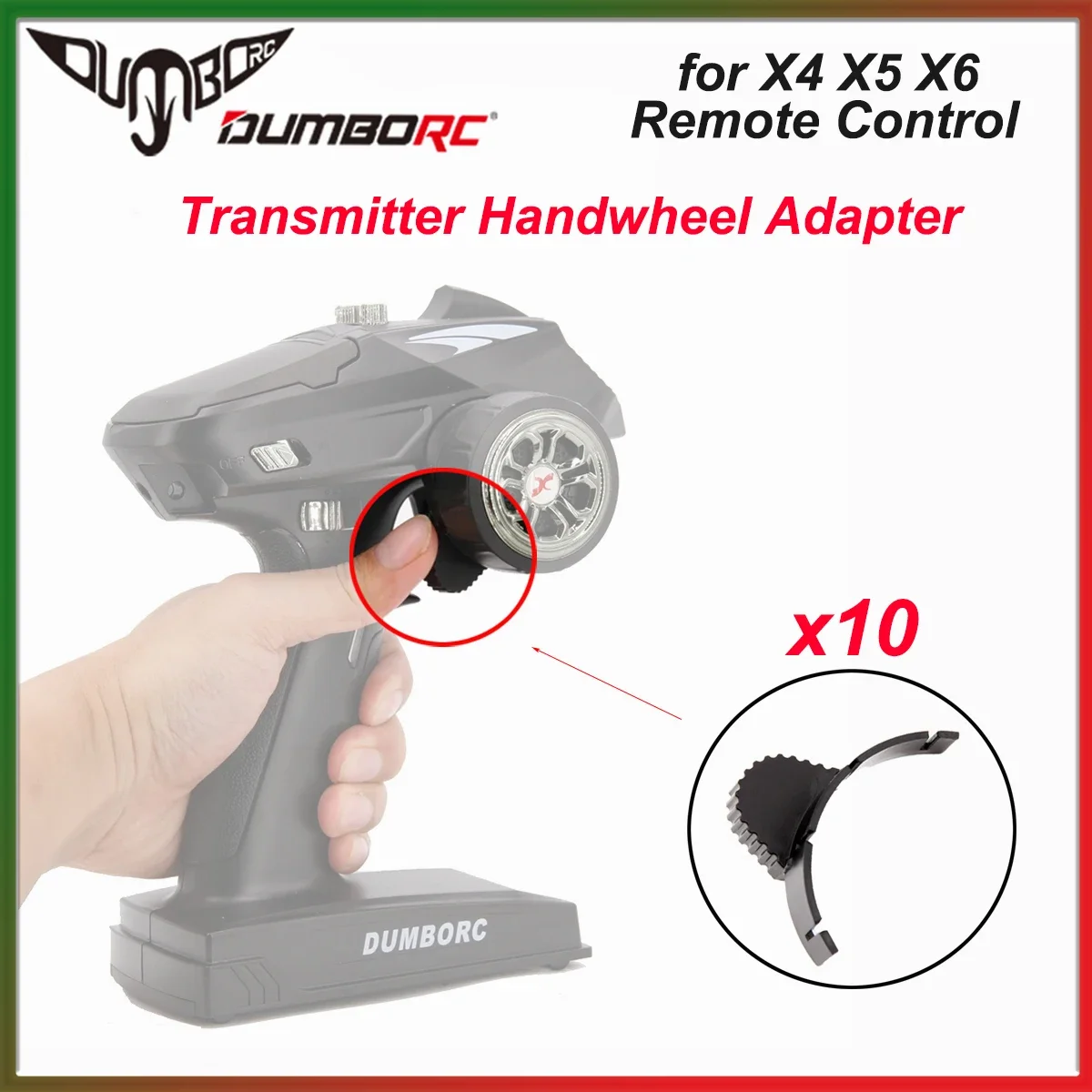 

10PCS DUMBORC One-hand Steering Wheel Transmitter Handwheel Handle Adapter for X4 X5 X6 4CH 6CH Remote Control ZD Racing Parts