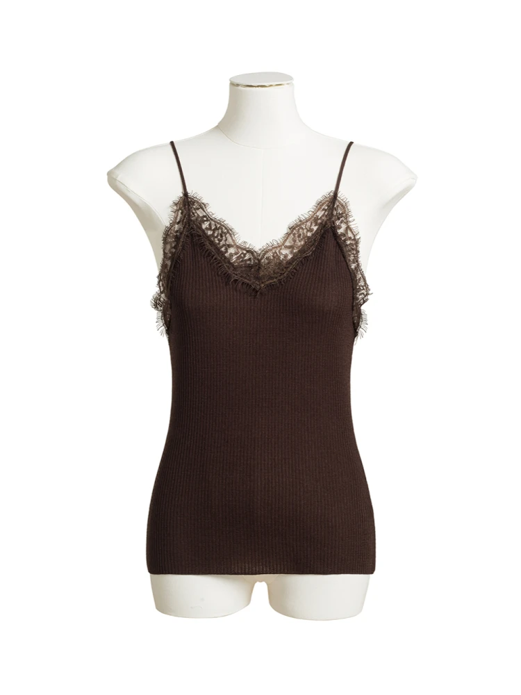 

Женский жилет из шелково-шерстяной смеси с кружевными вставками, модный, тонкой работы, для ношения под одеждой