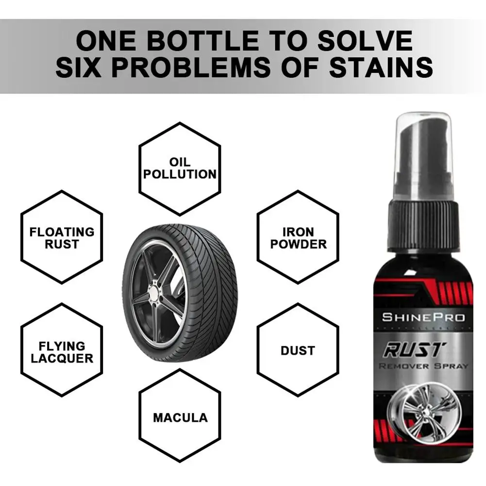 30ml Rust Remover Spray Inhibitor Maintenance Cleaning Accessory Restore Luster and Against Oxidation＆Corrosion for Auto Tyre