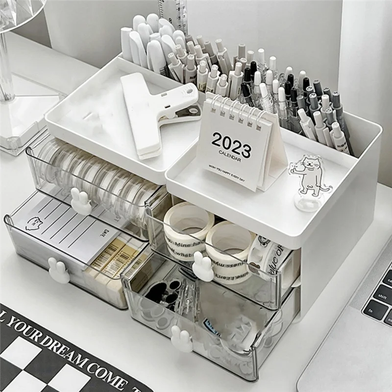 Y19A Drawer  Box Transparent Drawer  Storage Box Drawer  Storage Box Children's Student Office Desktop Ornamen