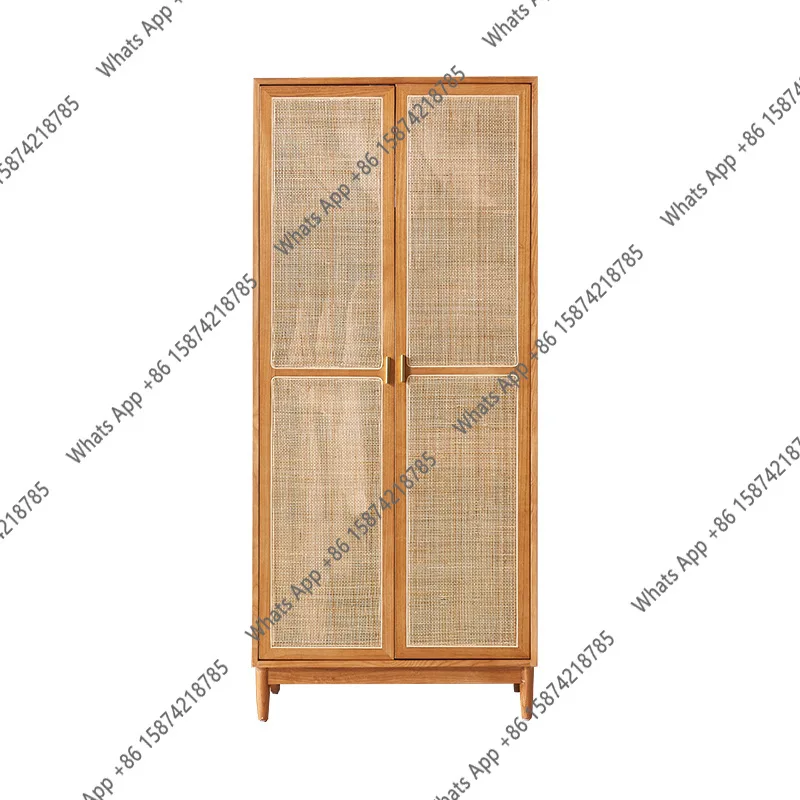

Японский шкаф-гардероб в стиле ваби-саби из ротанга, минималистичный шкаф для хранения из массива дерева