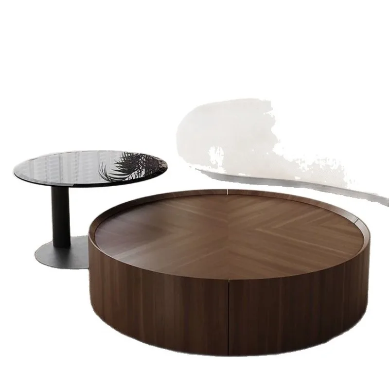 

Nordic solid wood coffee table combination living room home round design light modern small apartment