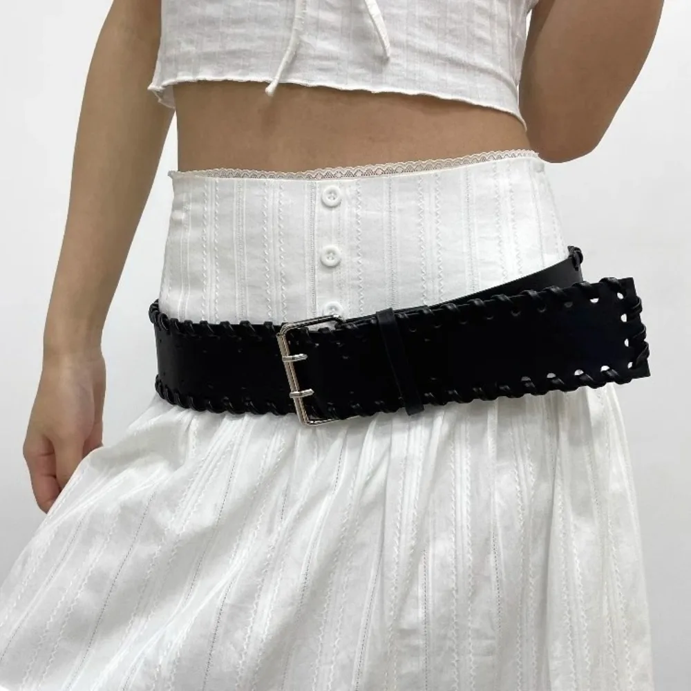 

Personalized Woven PU Leather Waistband Y2k Korean Style Women Wide Belt Punk Waist Belt Western Cowboy Belt Jeans Decorative