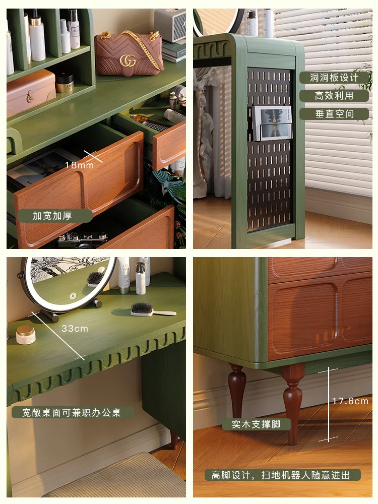 5 New dresser chest integrated French retro bedroom retractable solid wood dresser storage cabinet
