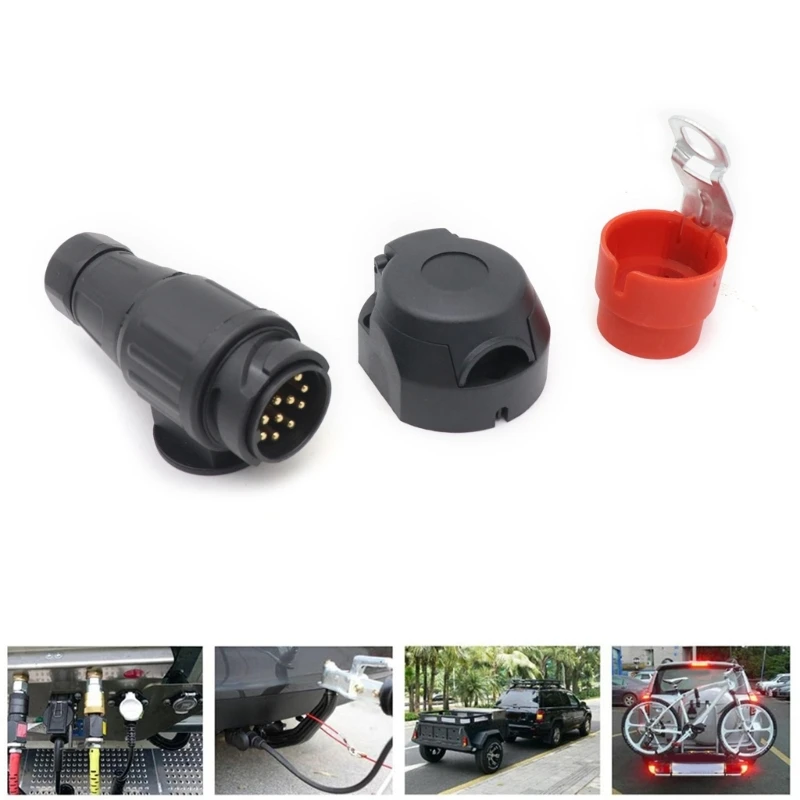 13 Pin Plug Adapter Trailer Connector 12V Towbar Towing Durable Waterproof