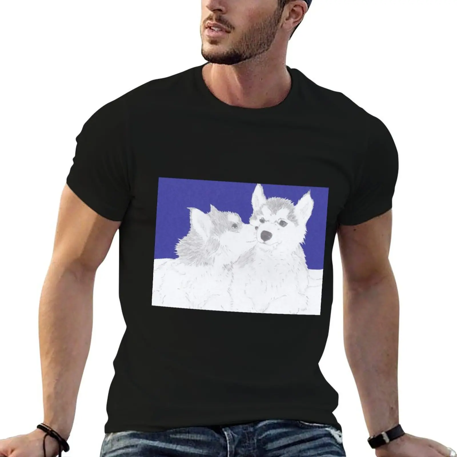 Siberian Husky Puppies In Love T-Shirt oversizeds shirts graphic vintage anime shirt mens t shirt graphic