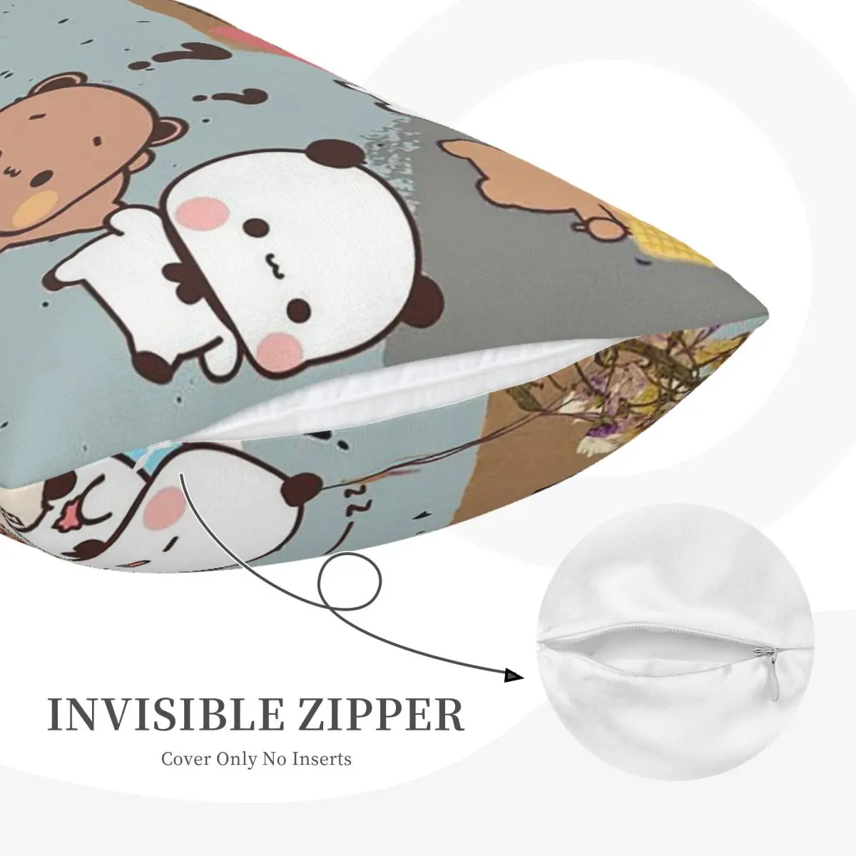 Bear And Panda Bubu Dudu Rectangle Pillowcase Cushion Cover Decor Bedroom Bed Home Comfort Throw Pillow