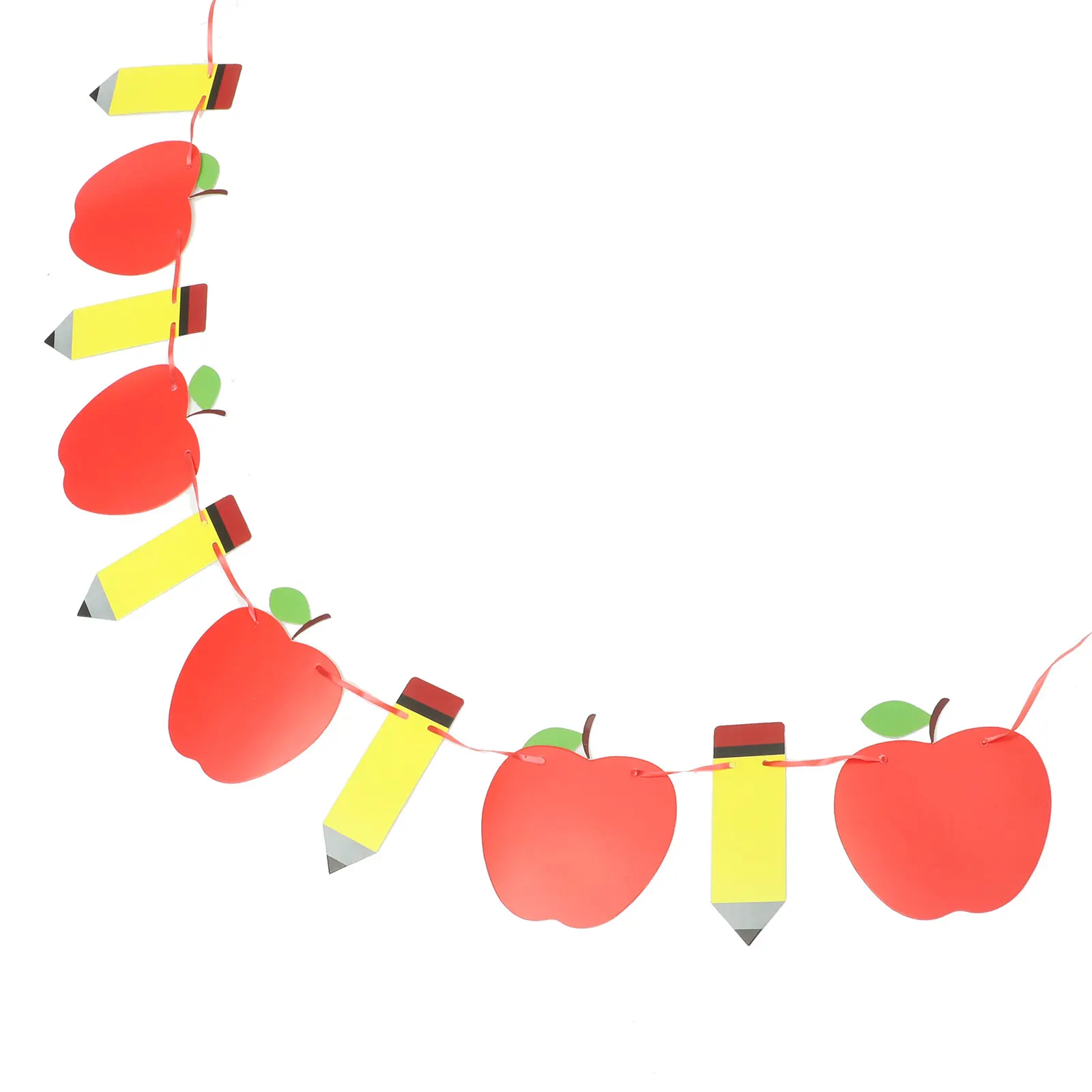 

Apple Pencil Banner Back to School Party Decorations Paper Resistant Fading Fraying Versatile Hanging Ornament Scene Layout