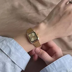 New Ladies Watch Gold Color Stainless Steel Adjustable Strap Rectangular Dial Luxury Women Quartz Wristwatch Wholesale