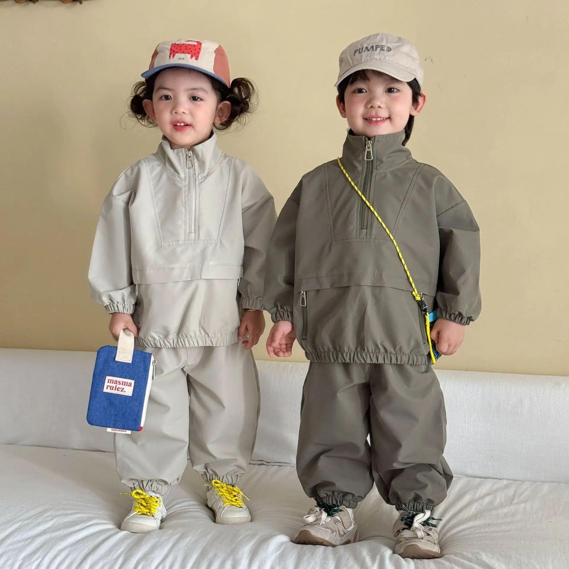 2026 Autumn New Children Long Sleeve Clothes Set Boys Girls Interchange Jacket + Pants 2pcs Suit Kids Solid Casual Outfits