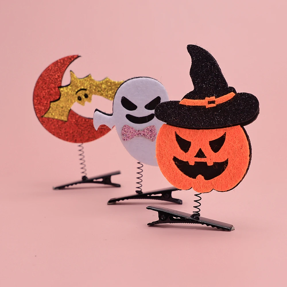 طقم مشابك شعر للهالوين للفتيات ، مشبك شعر ، تأثيري ، حفلات ، إكسسوارات شعر ، شبح ، ساحرة ، قبعة ، يقطين ، باريت ، طفل