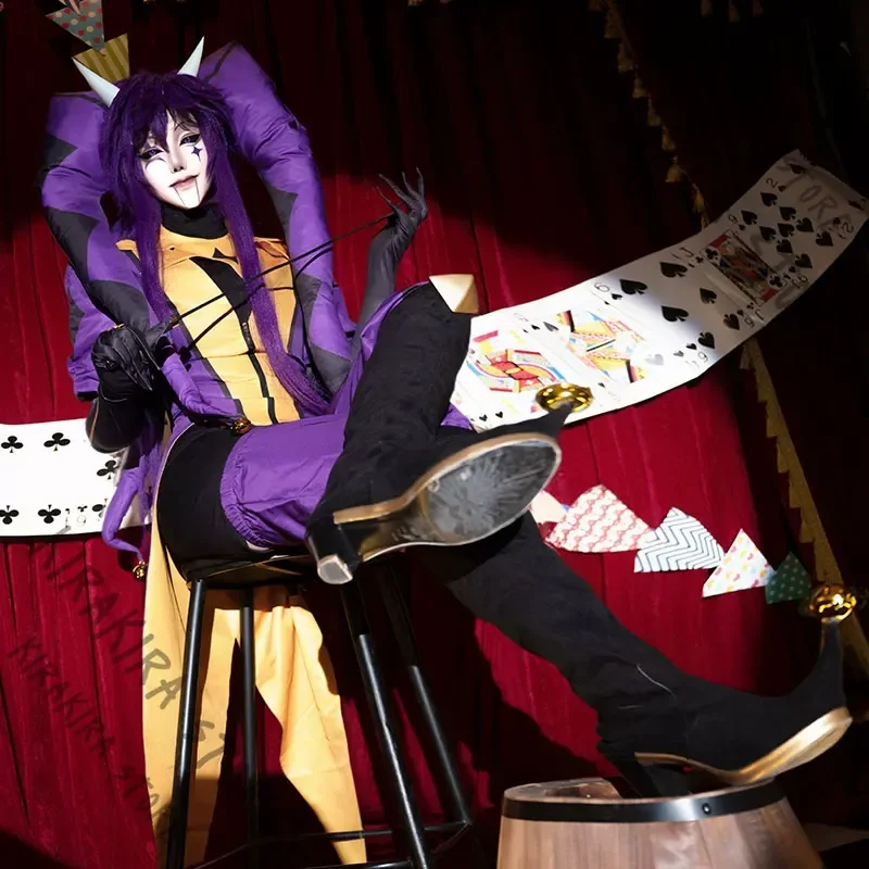 

Jester Circus Pierrot Costume The Freak Circus Hallowmas Cosplay Game Role-playing Clothes Anime Expo Apparel Fitting Comic-con
