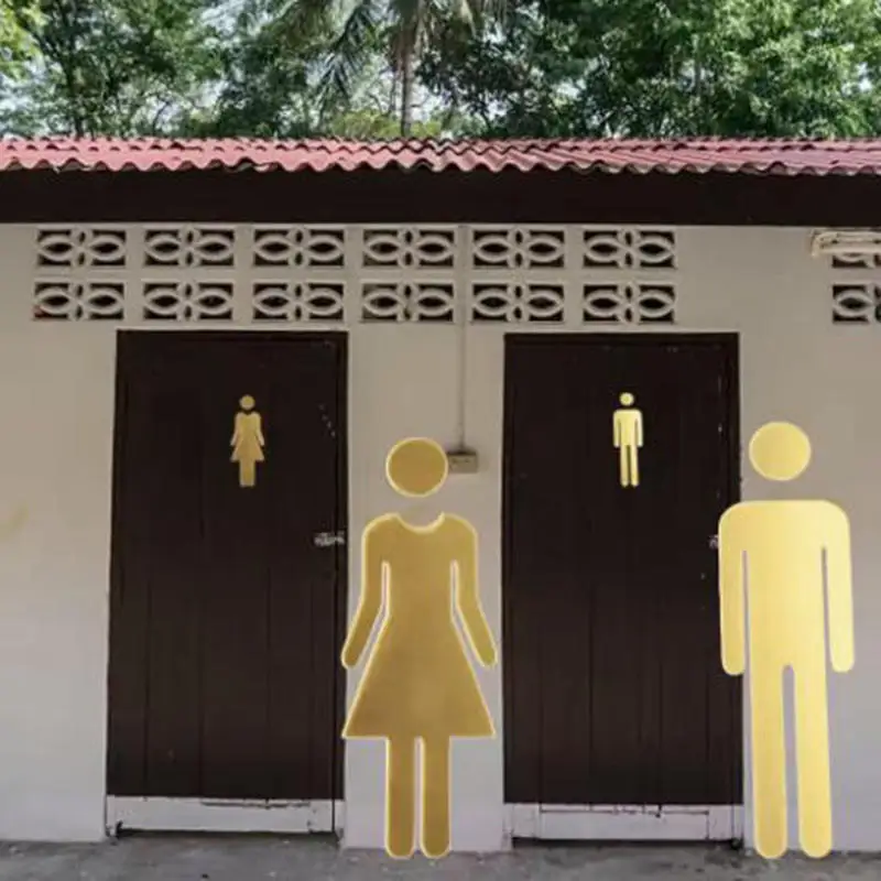 Wall Stickers Toilet Bathroom Door WC Entrance Sign Home Decoration Acrylic Toilet Sign Plate Wash Room Door Wall Label Sticker