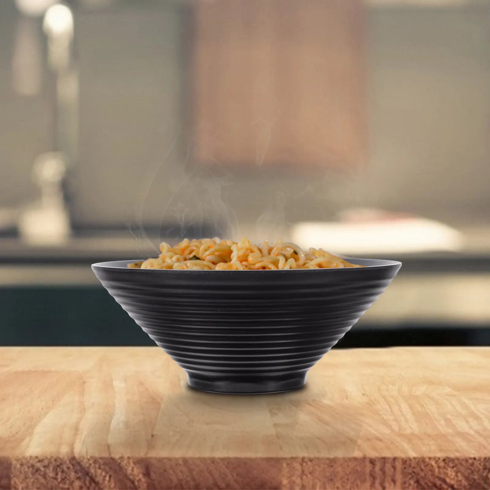 Juego de 4 Tazones de Sopa de Plástico de Grado Alimenticio Premium, Base Antideslizante, Libres de BPA, para Servir Fideos, Ramen, Ensaladas, Frutas, Arroz, en el Hogar y la Cocina