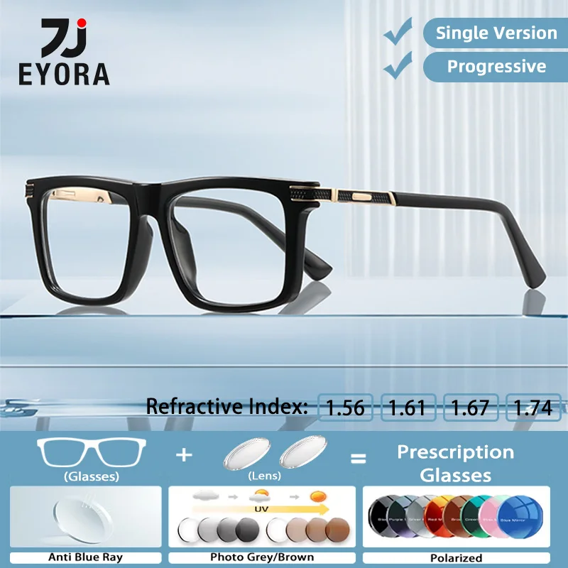 

EYORA ретро мужские деловые квадратные повседневные очки для чтения очки для близорукости дальнозоркость анти-синий луч прогрессивные фотохромные очки
