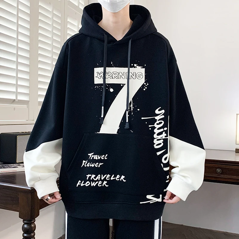 

Fashion 2025 Spring Autumn Men's Cotton Hoodies Youth Hip Hop Streetwear Hooded Sweatshirts Outdoor Sports Tops Hoody Pullovers