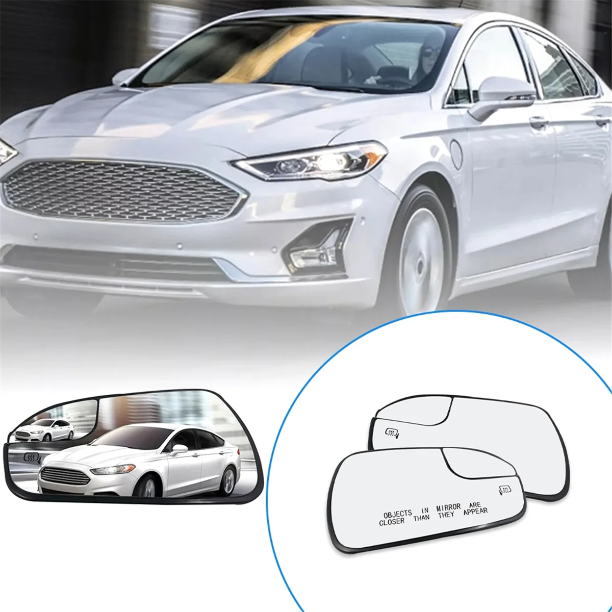 For Ford Fusion 2013-2020 Left & Right Car Door Side Rearview Mirror Glass with Heated DS7Z17K707F, DS7Z17K707B