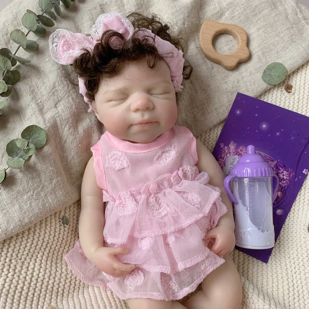 13 Inch Pascale Full Body Silicone Reborn Doll Sleeping Closed‑Eyes Design, Lifelike Newborn Hand‑Painted Waterproof Collectible Art Ornament for Holiday & Birthday Gifts