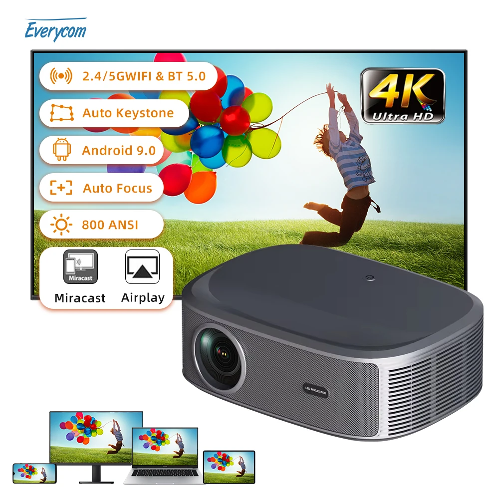 Everycom HQ10W multimedia video led proyector  home  lcd  hd led cinema  theater home projector 4k 1080P