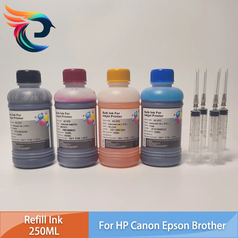 250 ml Nachgefüllt Farbstoff Tinte Foto Universal Tinte Kompatibel Für HP Canon Epson Brother Tinte