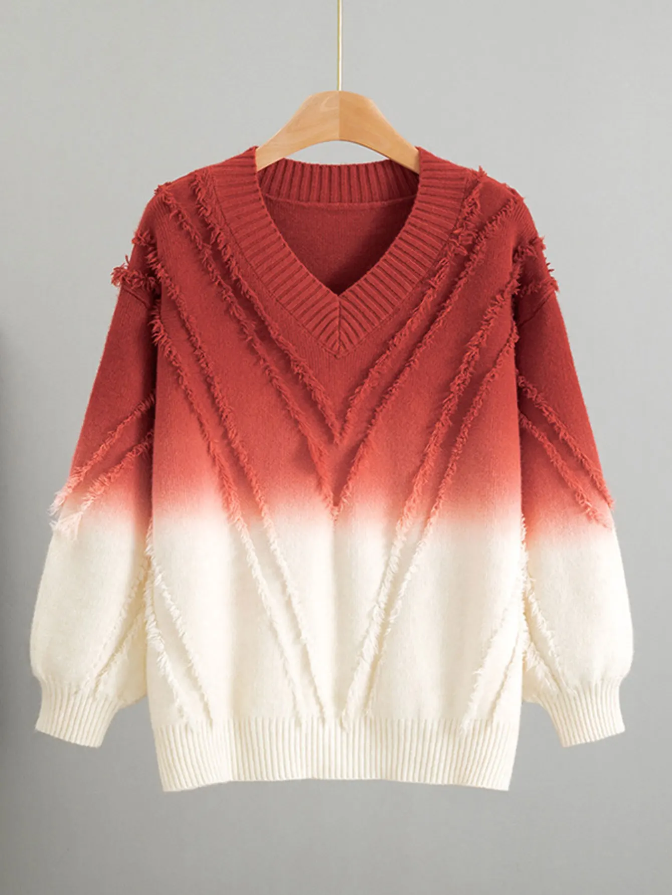 

Женский лоскутный однотонный свитер с длинным рукавом и v-образным вырезом, осень-зима, свободный крой, молодежный повседневный базовый свитер