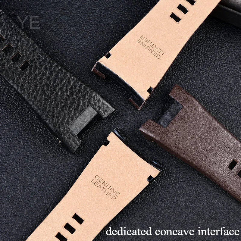 High-end Skin Friendly Genuine Leather Watchbands for Diesel Dz4246 Dz1273 Dz1216 Concave Interface Cowhide Strap 32mm