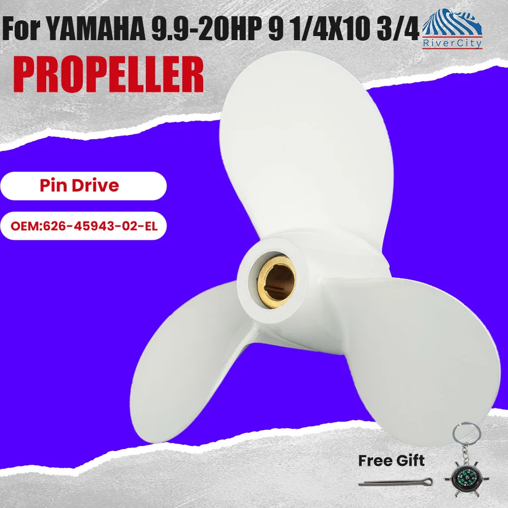 RiverCity Outboard Propeller 9 1/4x10 3/4 For Yamaha 9.9HP 15HP 20HP Boat Motor Aluminum Pin Drive Screw Marine Engine Part