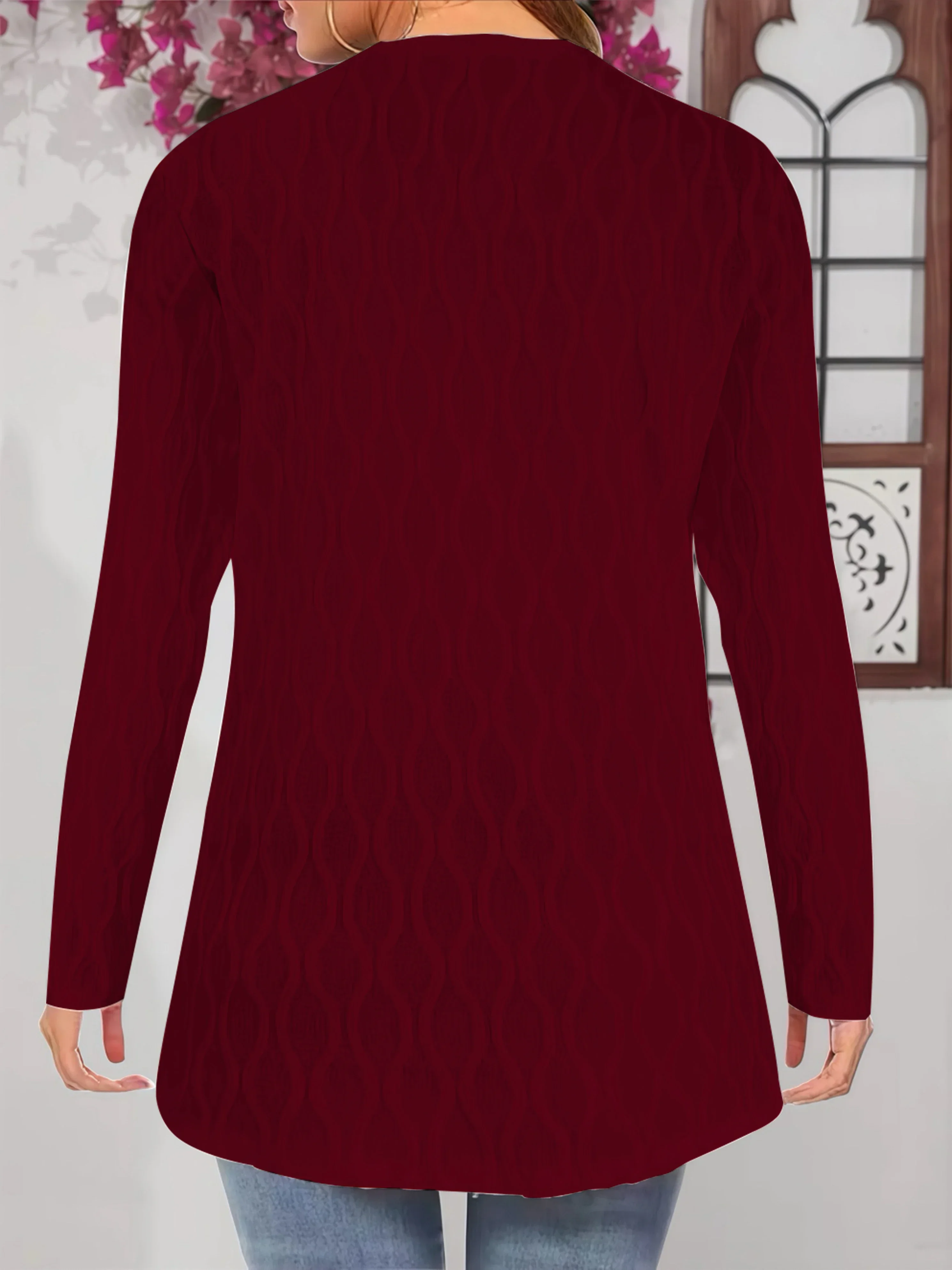 Comfy Fall Cardigan for Women, Casual Elegant Solid Textured Fabric Pocket Front Open Women's Loose Cover Up