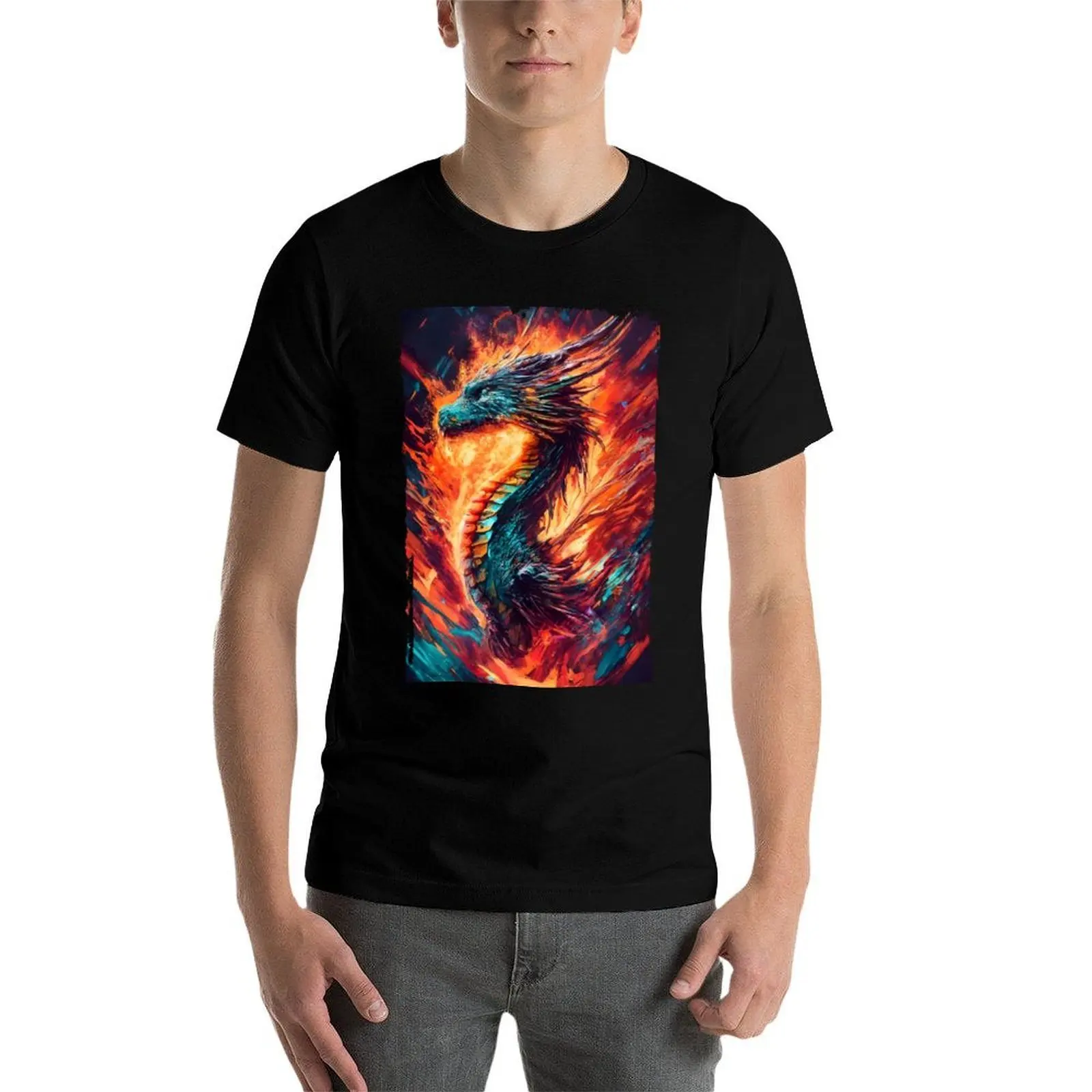 Dragon's Dance: Ultra Realistic Elegance in Red Matrix T-Shirt mens graphic t shirts t shirt man