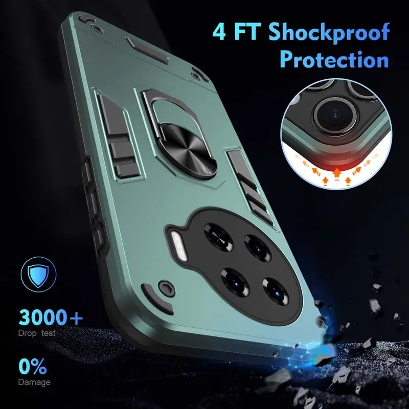 Solid Color 360 Warrior Stand Phone Case for TECNO SPARK 20 PRO PLUS CAMON 20 PRO POVA NEO 3 SPARK 10 POP6 PRO CAMON