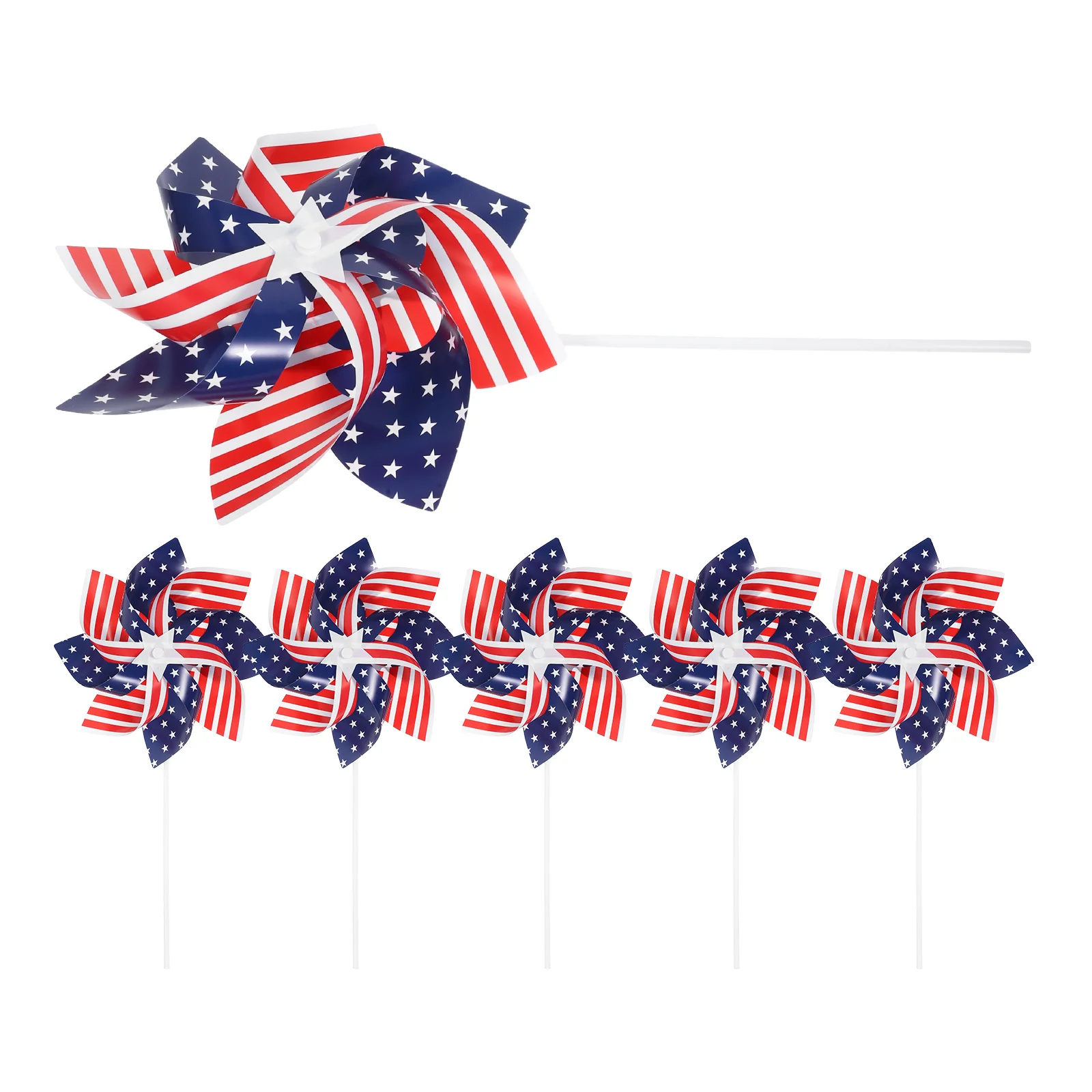 

6Pcs 4th of July Patriotic Pinwheels Garden Decorative Windmill Yard Lawn Party Decor 4th of July Pinwheels Windmill for Garden