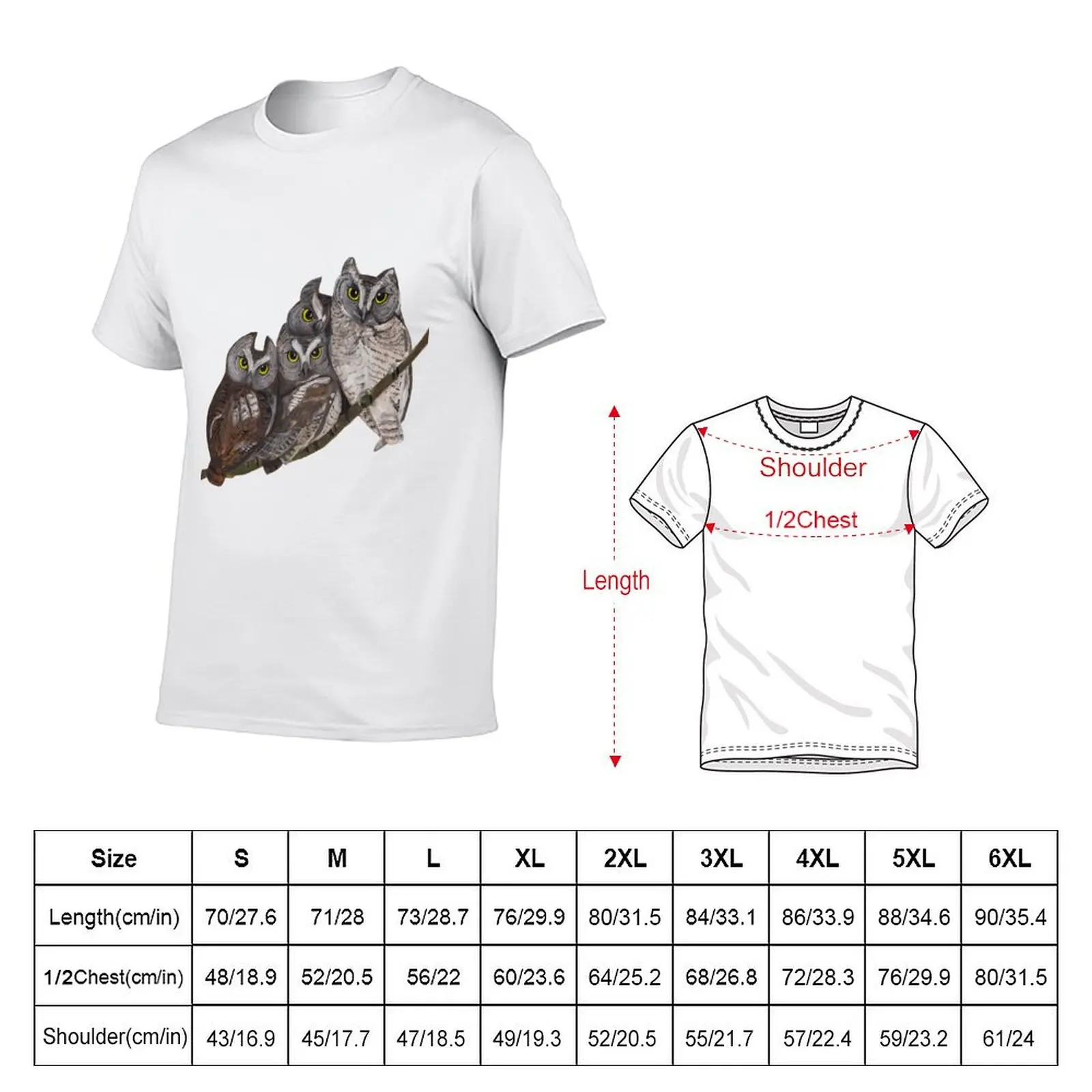 Baby Screech Owls T-Shirt Retro Style Print Casual Top