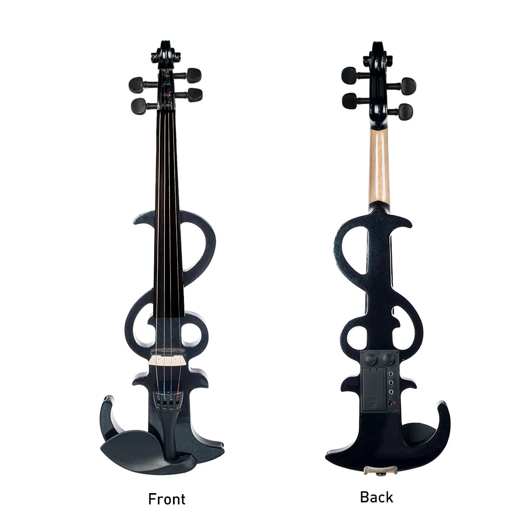 Electric Violin Right Handed 4/4 Size Electric Silent Violin Fiddle Accessories W/4/4 Violin Bow & Fiddle Bridge & Violin Case