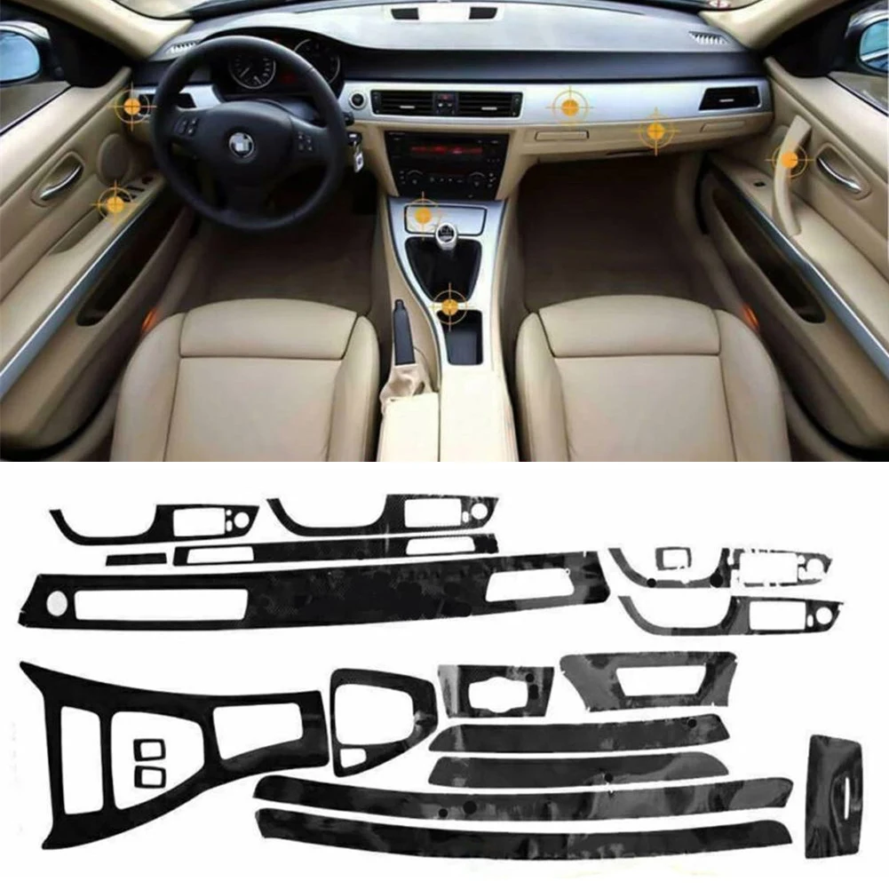 Left/right Dashboard Console Stickers Gloss Black Interior Glossy Wrap Trim Decal For BMW 3 Series (E90 E92 E93) 2005-2012