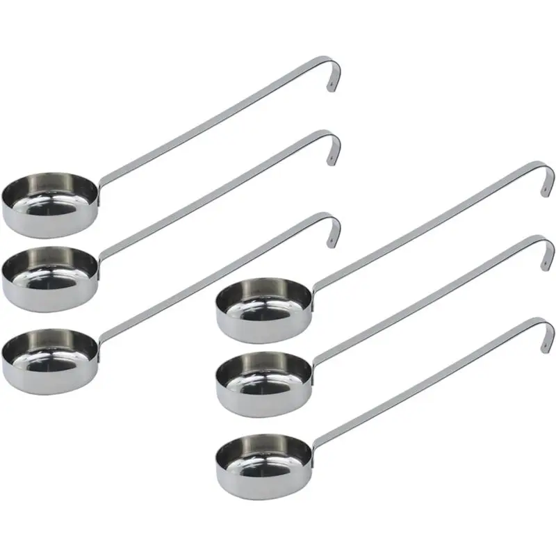 3 Oz 6 Pcs Silver Stainless Steel 201 Long Handle Soup Spoon for Holding Food Kitchen Cooking Stirring Cooking Spoon