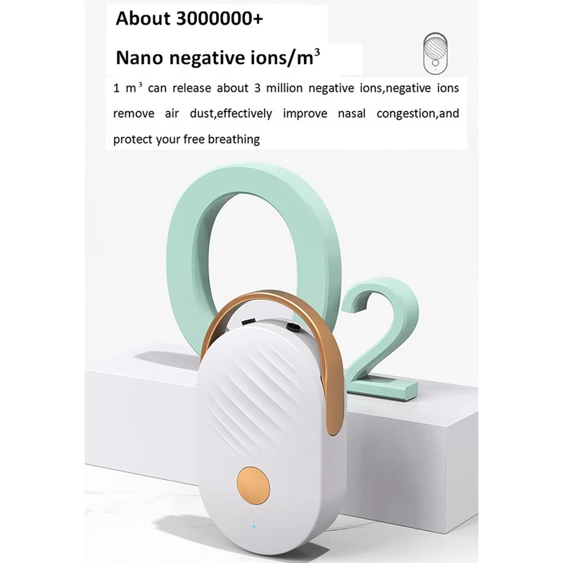 Purificador de aire portátil, purificador de collar de iones negativos, limpiador de aire sin radiación, poco ruido, Polen, polvo, para viajes, Coche