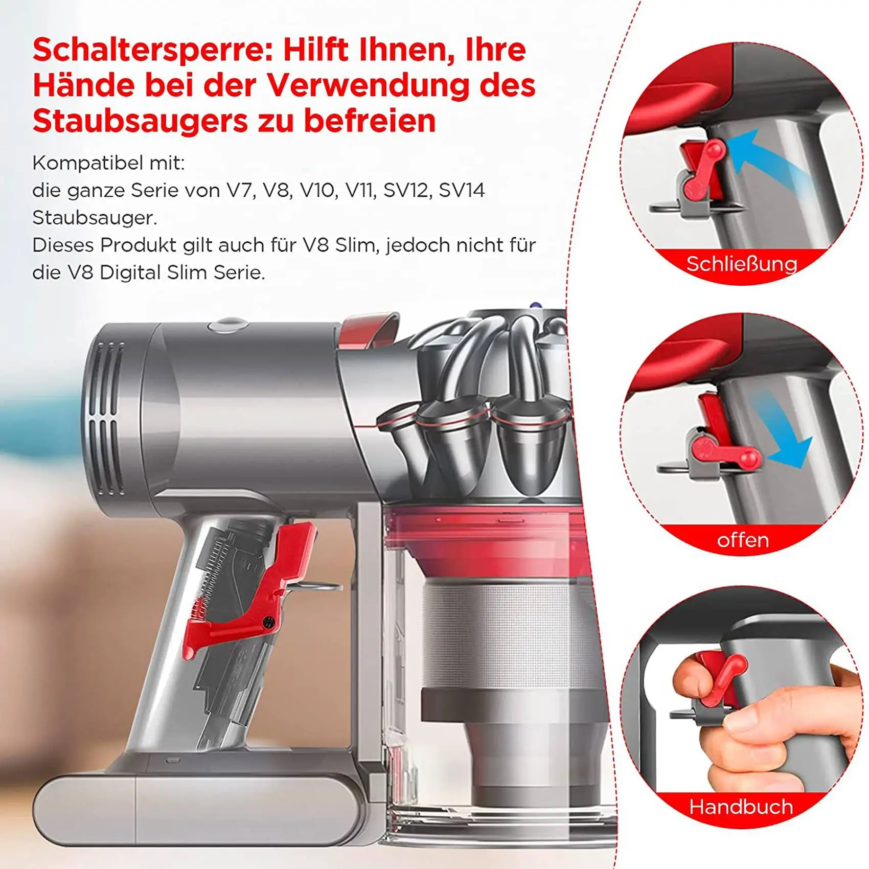 Mop head Electric Brush with Direct Drive Brush and Lock Accessories for Dyson V7, V8, V10, V11, SV12, SV14 Vacuum Cleaner