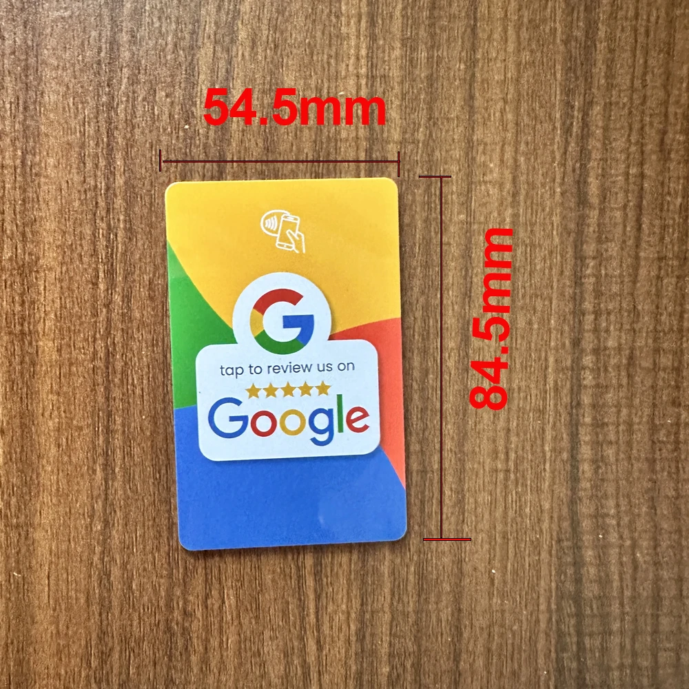 NFC215 Programmierbare Google Review Acryl-Aufkleberkarte, NFC-Stationstisch, 13,56 MHz, wasserdichter NFC-Ständer, Google Review Card