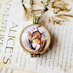 Alice in Wonderland Mr Rabbit  Essential Oil Diffuser Necklace Women Aroma Perfume Diffuser Locket Pendant Necklace For Girls