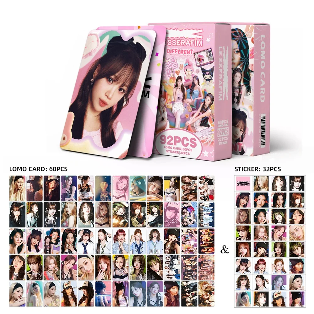 92 بطاقة صغيرة بسلسلة إجمالية LESSERAFIM تعاونية مع JHOPE لبطاقة تهنئة سباغيتي واحدة بطاقة LOMO على الوجهين للمعجبين #3
