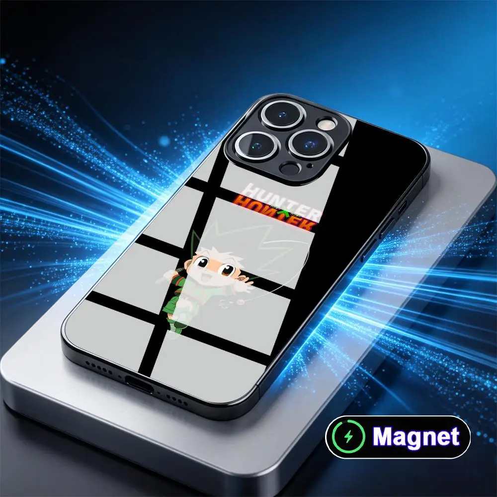 Hunter Gon Glass Magnet Mobile Phone Case for iPhone 17 16 15 14 13 12 11 Air Pro Max Plus Mini Colorful Cover