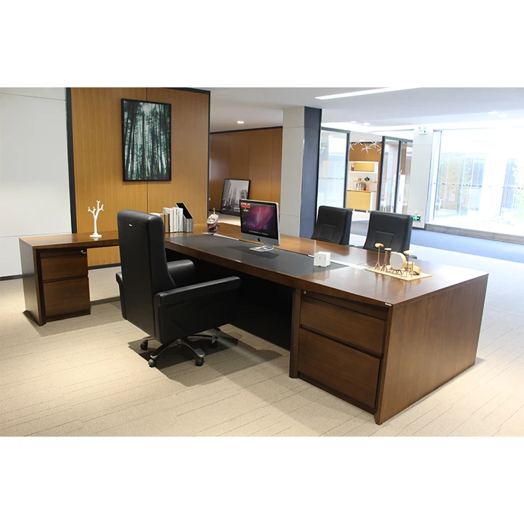 Luxury oem office furniture set solid wooden manager boss CEO office table green materials executive wood office desk