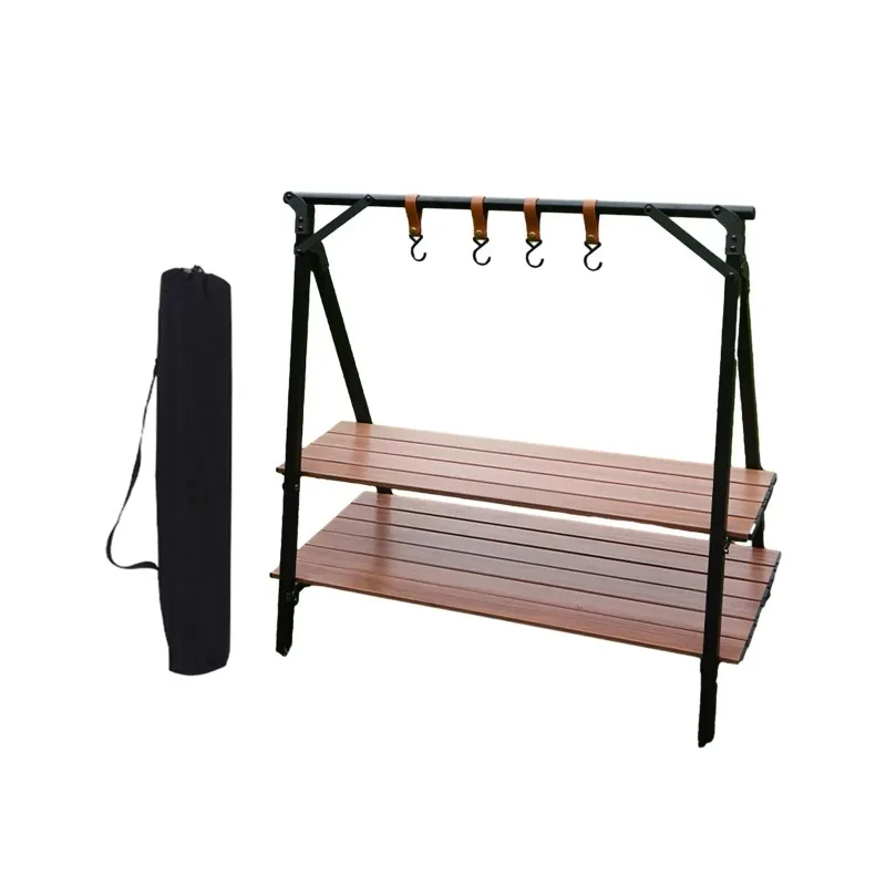 Organizer Sturdy Versatile  Camping Triangle Storage Rack Stand Double Layer Aluminum Alloy for Gardening, Parties