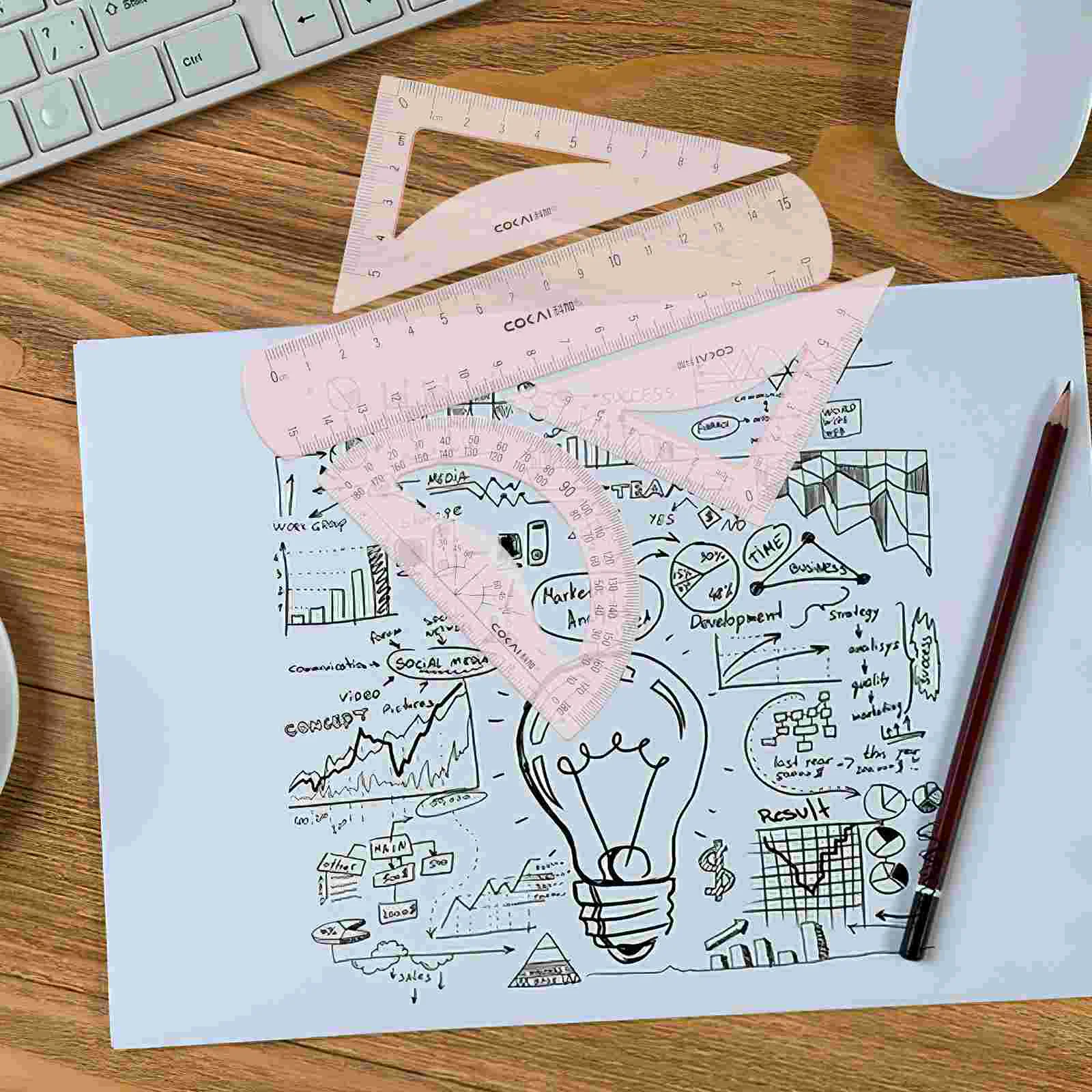 Transferidor Multi-Funcional, Geometria Dash World, Régua Triangular, Suprimentos Escolares Macios